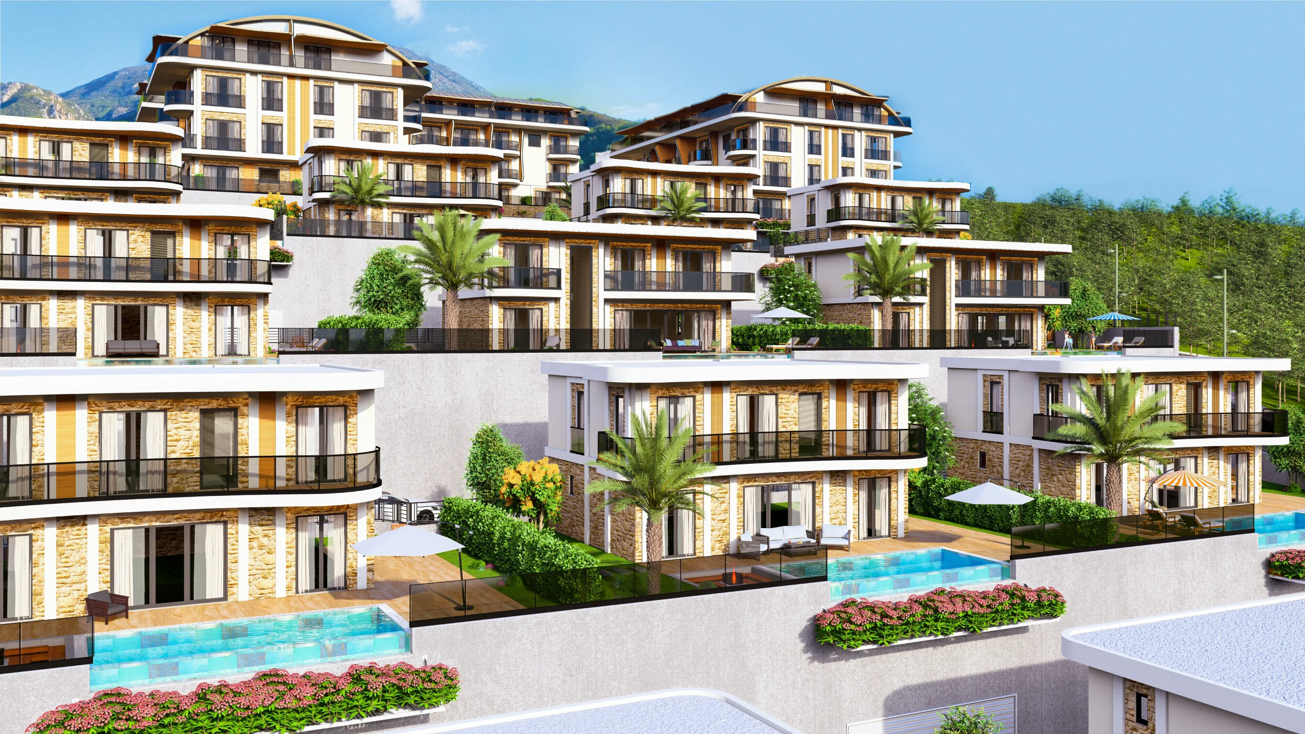 NEW PROJECT OF LUXURY APARTMENTS AND VILLAS IN KARGICAK ALANYA
